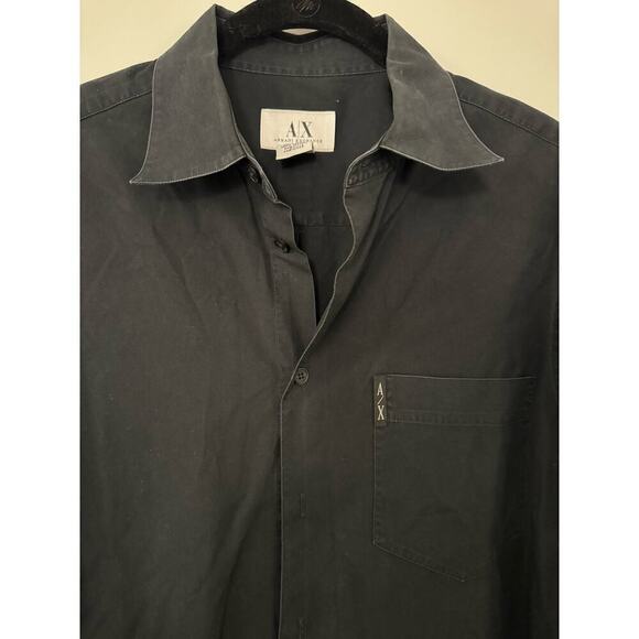 Armani Exchange Men's Black Stone Washed Cotton Button Down Shirt Size Medium - Picture 3 of 4